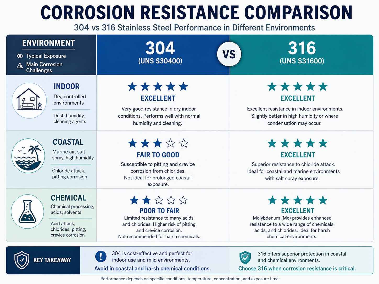304 vs 316 stainless steel